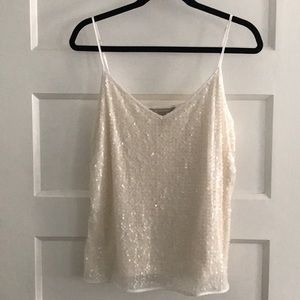 NWOT Banana Republic L Off-White Sequined Cami